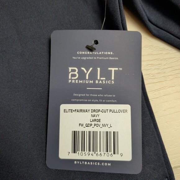 BYLT Elite Fairway Pullover Mens L Black Drop Cut Performance Athleisure NEW NWT - Picture 4 of 15